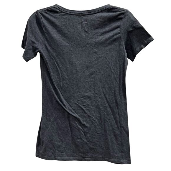 NIKE VTG dark gray green block lettering logo v Neck Streetwear grunge tee Sz S - Picture 2 of 4